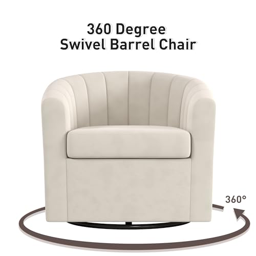 White Swivel Barrel Chair Set of 2 for Living Room or Bedroom