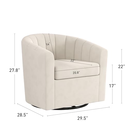 White Swivel Barrel Chair Set of 2 for Living Room or Bedroom