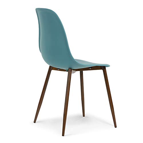 Landon Mod Teal Sculpted Dining Chair Set (4 Chairs)