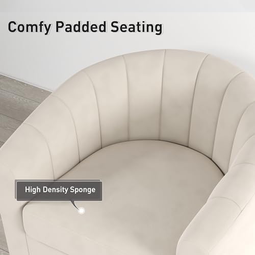 White Swivel Barrel Chair Set of 2 for Living Room or Bedroom