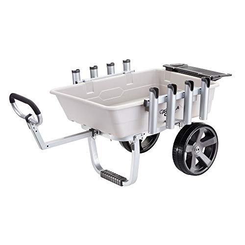 HORIZON LINGUISTICS Heavy Duty Aluminum Fish and Marine Cart with Rod Holders - for Fishing, Picnics, and Outdoor Activities