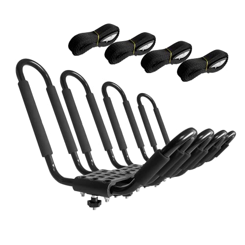 HORIZON LINGUISTICS Roof Rack: Heavy-Duty J-Bar Carrier for SUVs & Trucks (Includes 4 Ropes)