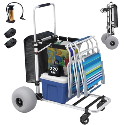 GDLF Heavy-Duty Foldable Beach Cart, 220 lbs Capacity