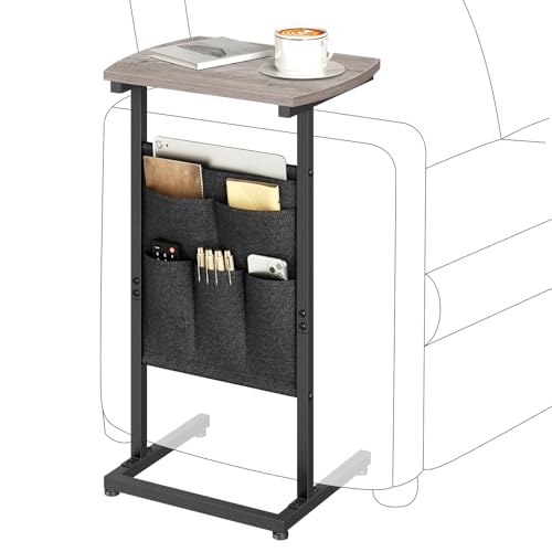 C Shaped Side Table with Storage for Living Room and Bedroom