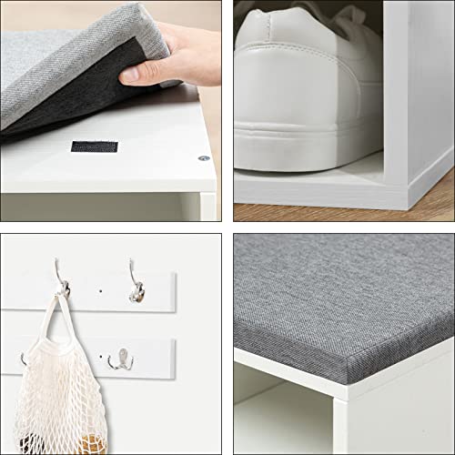 Shoe Storage Bench with Cushion and Coat Rack for Bedroom or Hallway