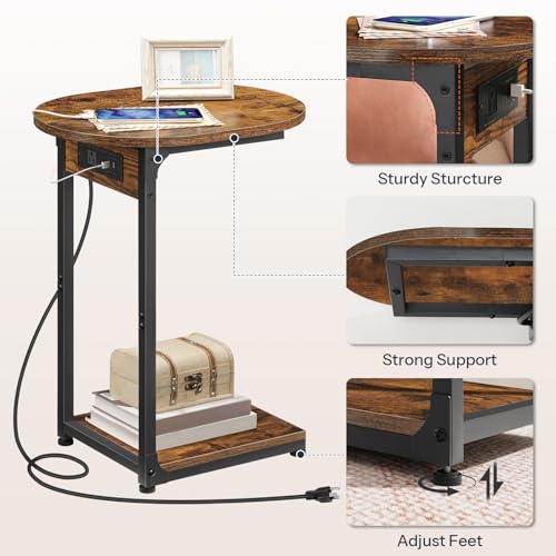 C-Shaped Charging Side Table for Tiny Spaces