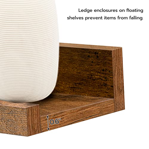 Rustic Brown Floating Shelves Set of 3 for Decor