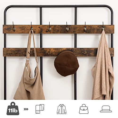 Entryway Hall Tree with Bench and Coat Rack, Rustic Brown