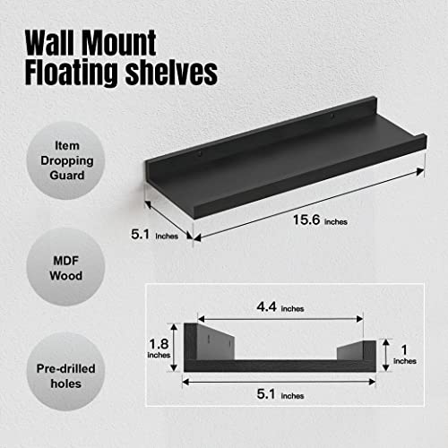 Modern Black Wall Shelves for Home Decor and Storage - Nursery, Bedroom, Living Room, Bathroom