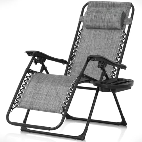 Grey Zero Gravity Chair for Indoor & Outdoor Relaxation