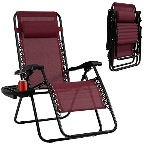 Wine Cup Holder Zero Gravity Chair for Outdoor Patio and Beach