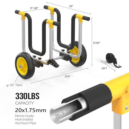 HORIZON LINGUISTICS Adjustable AluminumWheel Transport Cart for SUPs