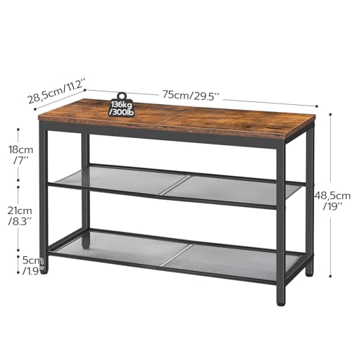 3-Tier Industrial Shoe Rack and Organizer Bench for Entryway or Living Room