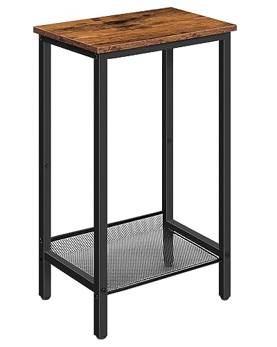 Industrial Tall Side Table with Adjustable Shelves for Office and Living Room