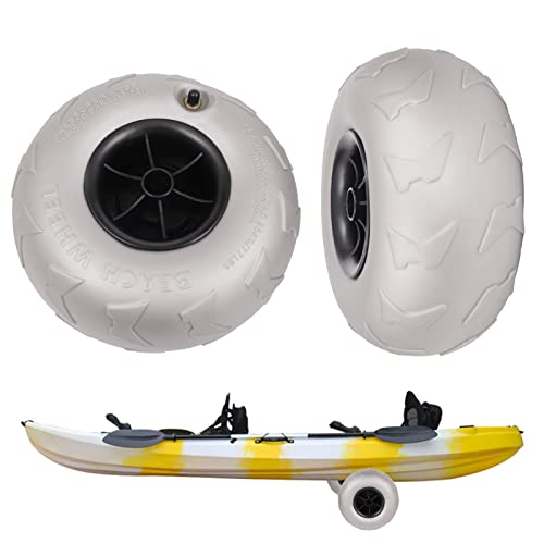9 inch Inflatable Beach Cart Wheels - 2 Pack Sand Tire Replacements for HORIZON LINGUISTICS Dolly, Canoe Trolley, Beach Cart, Wheelchair, Fishing (Silver Gray)