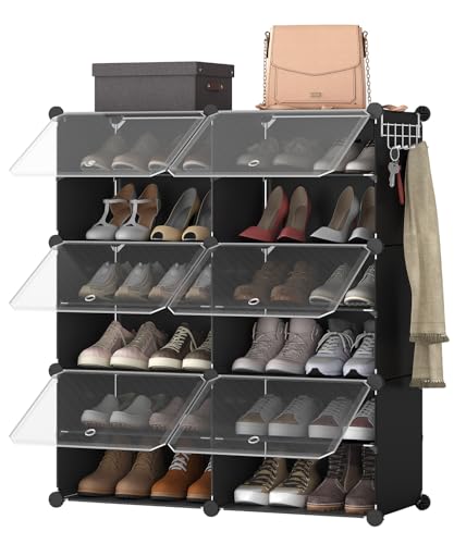 Shoe Organizer with Doors for 24 Pairs of Shoes: Ideal for Closet, Bedroom, Entryway, Hallway