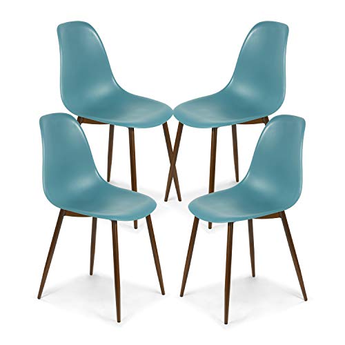 Landon Mod Teal Sculpted Dining Chair Set (4 Chairs)