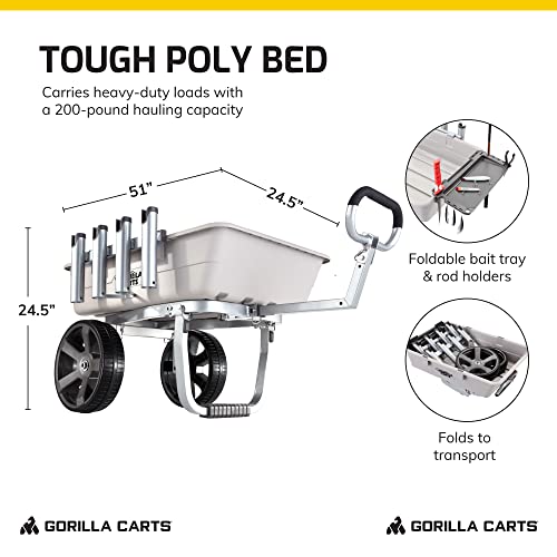HORIZON LINGUISTICS Heavy Duty Aluminum Fish and Marine Cart with Rod Holders - for Fishing, Picnics, and Outdoor Activities