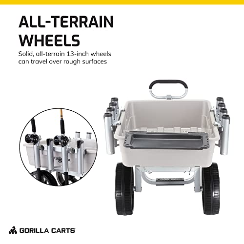 HORIZON LINGUISTICS Heavy Duty Aluminum Fish and Marine Cart with Rod Holders - for Fishing, Picnics, and Outdoor Activities