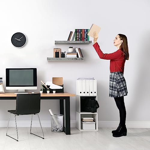 3 Pack 16 Inch Grey Wall Mount Floating Shelves for Bathroom and Kitchen