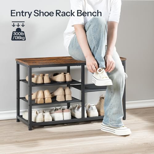 Rustic Shoe Bench for Entryway or Living Room