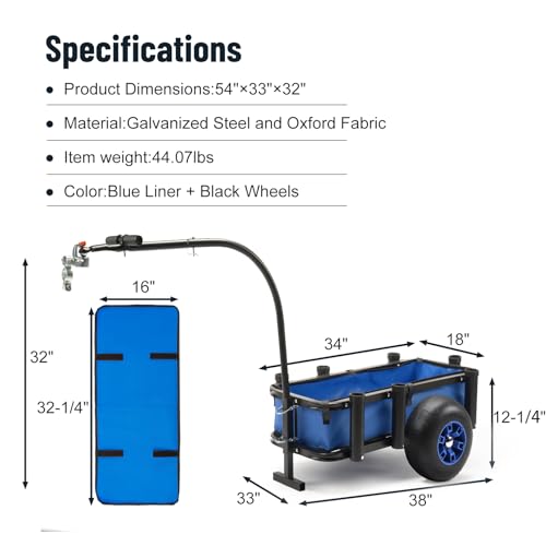 Heavy Duty Beach Fishing Cart with Large Capacity and Big Wheels