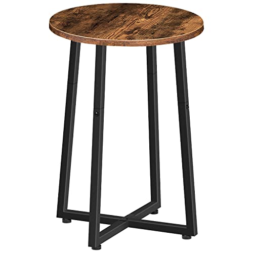 Rustic Brown Side Table for Living Room, Bedroom, Balcony, Office - 15.7 Round Nightstand