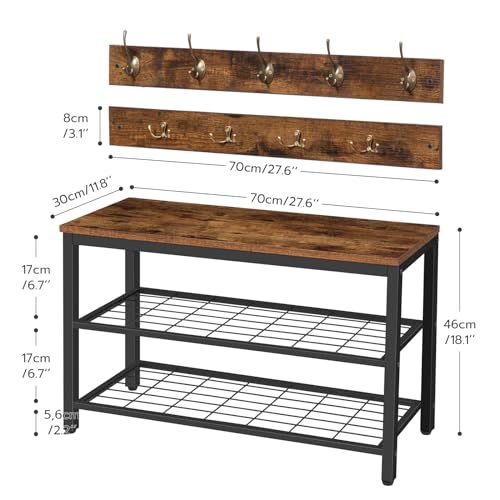 Entryway Hall Tree Coat Rack and Shoe Bench Set for Foyer or Front Door