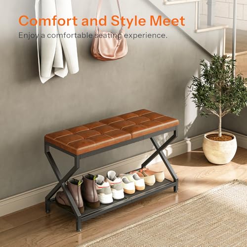 Stylish Shoe Bench with Storage and Cushion for Entryway