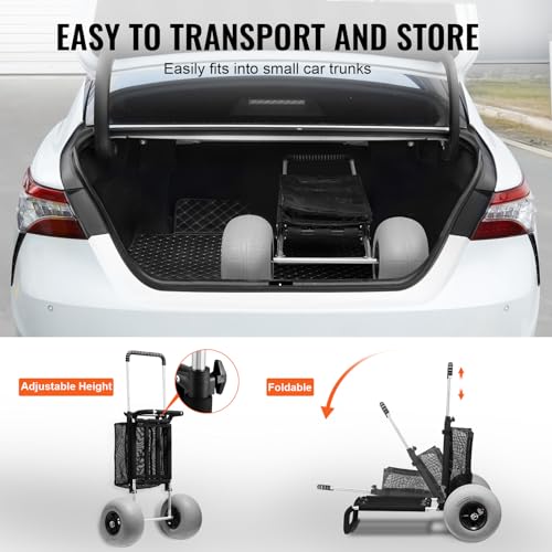 Heavy Duty Folding Beach Cart with Adjustable Height