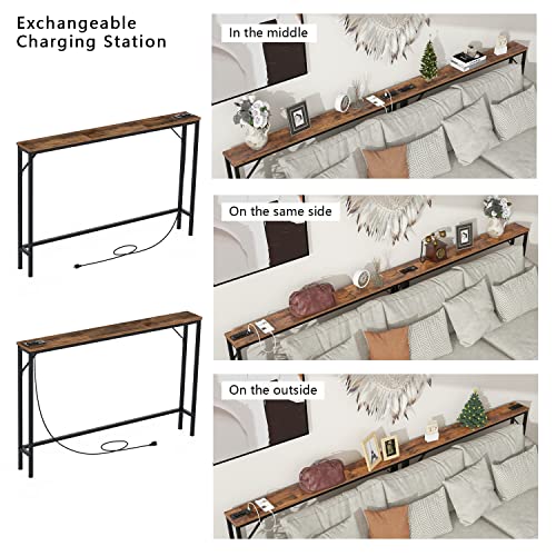 5.9 Foot Narrow Console Table with Built-in Charging Station