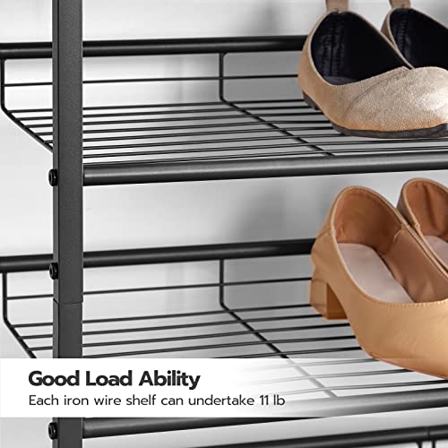 Rustic Brown/Black 5-Tier Shoe Rack - Holds 16-20 Pairs