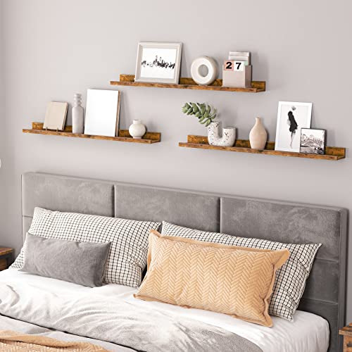 Rustic Brown Floating Shelves Set of 3 for Bathroom, Bedroom, Kitchen, Office, Living Room Decor