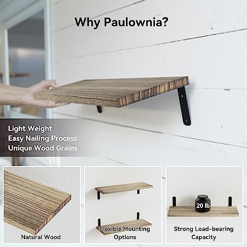 Rustic Floating Shelf Set of 8 for Bedroom, Bathroom, Living Room - Carbonized Black