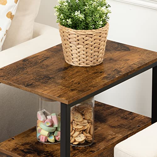 Rustic Brown & Black Wood Look End Table with Drawer & Shelf - BARC CABIN