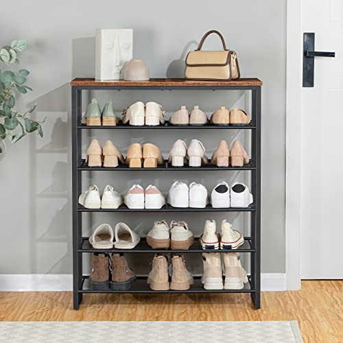 6-Tier Shoe Rack for Entryway, Closet, Hallway - Rustic Brown