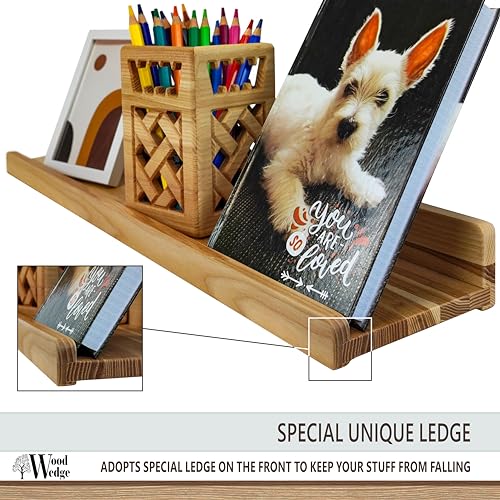 Handcrafted 24 inch Natural Wood Floating Wall Shelves (Set of 2) - for American Walnut, waterproof, with lip for photo display - for Wall Storage and Hanging Books