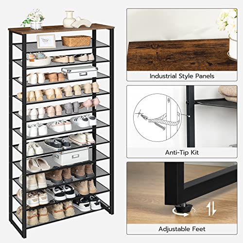 BARC CABIN 12-Tier Shoe Rack - Holds 40 Pairs - Rustic Brown/Black