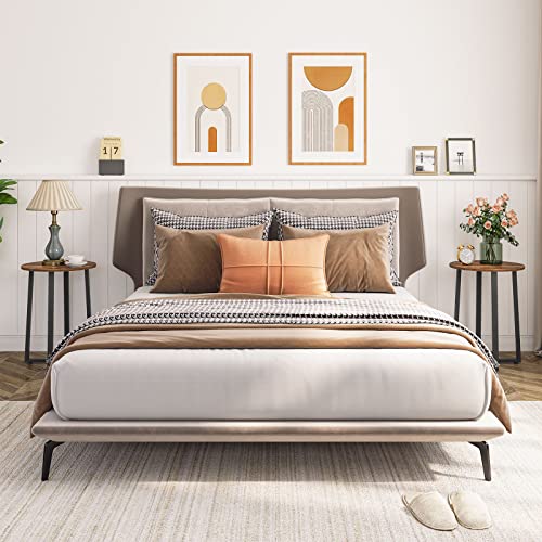 Rustic Brown Side Table for Living Room, Bedroom, Balcony, Office - 15.7 Round Nightstand