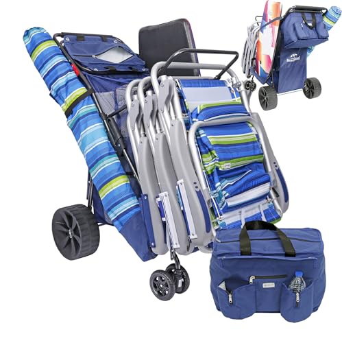 Big Wheel Buggy Beach Cart with Cooler & Holder | 100 lbs Capacity
