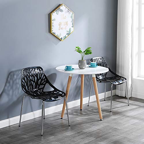 HORIZON LINGUISTICS Modern Stackable Dining Chairs, Black Kitchen & Dining Room