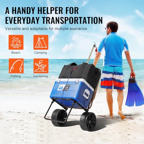 Heavy Duty Folding Beach Dolly with Big Wheels - Perfect for Picnics and Gardening