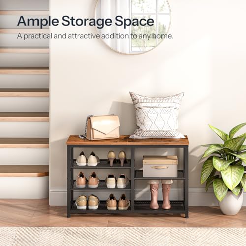 Rustic Shoe Bench for Entryway or Living Room