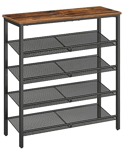 Rustic Brown 5-Tier Shoe Organizer for Entryway & Closet