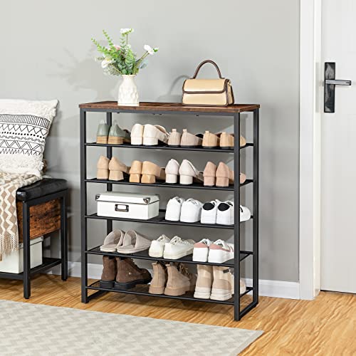 6-Tier Shoe Rack for Entryway, Closet, Hallway - Rustic Brown